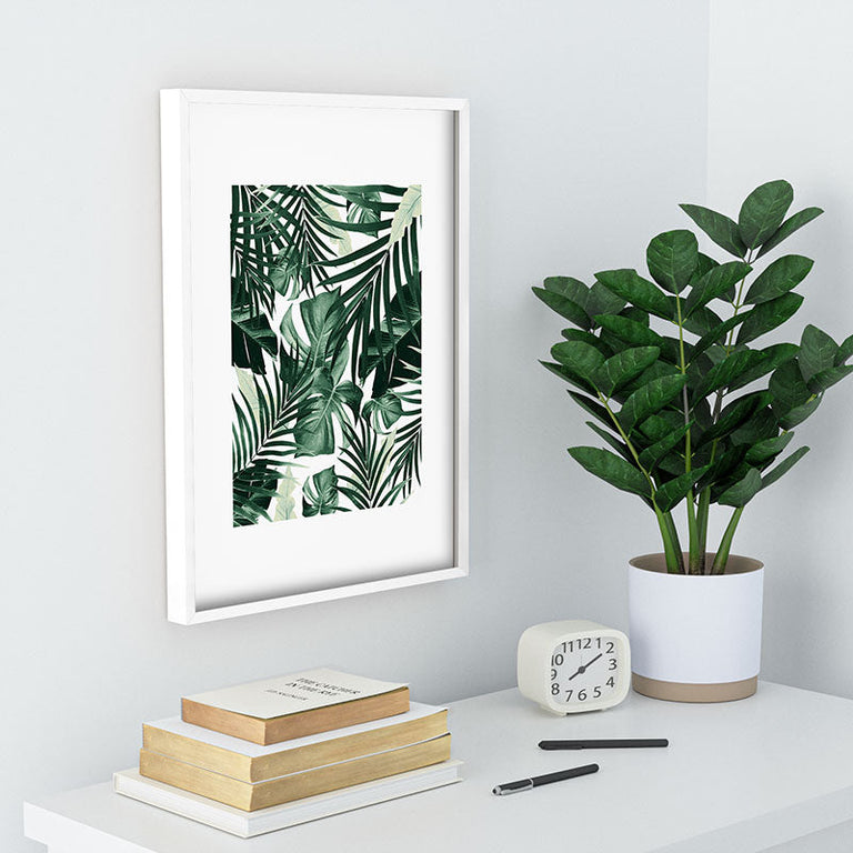 Tropical Jungle Leaves 4 Recessed Framing Rectangle