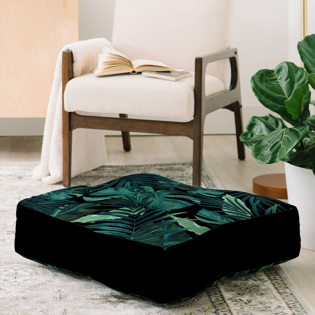 Tropical Jungle Night 1 Floor Pillow Square