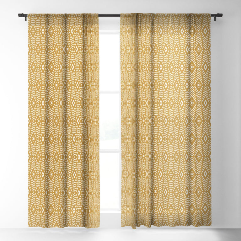 BOHEMIAN DIAMONDS HONEY SHEER NON REPEAT WINDOW CURTAIN