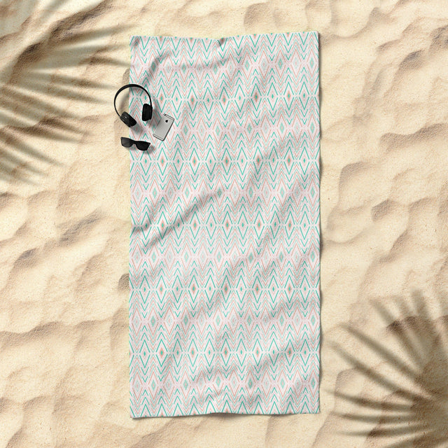 Bohemian Diamonds Mint Beach Towel