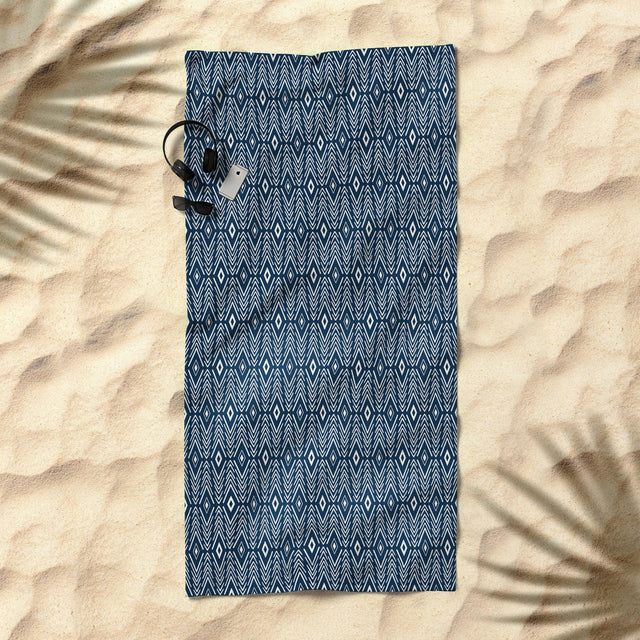 Bohemian Diamonds Navy Beach Towel