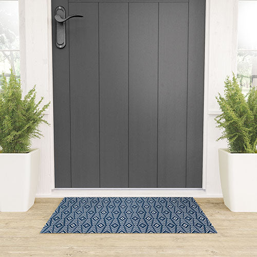 Bohemian Diamonds Navy Welcome Mat