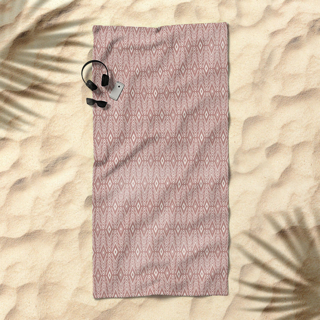 Bohemian Diamonds Peach Beach Towel