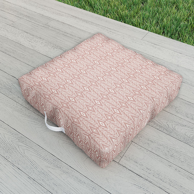 Bohemian Diamonds Peach Outdoor Floor Cushion