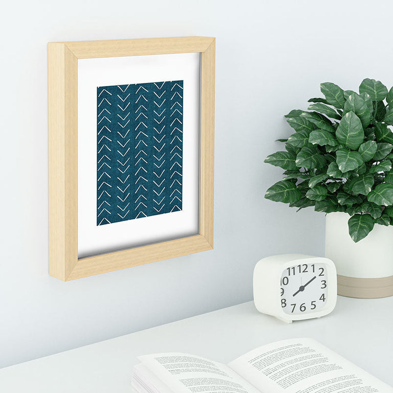 Mud Cloth Big Arrows in Teal Recessed Framing Rectangle