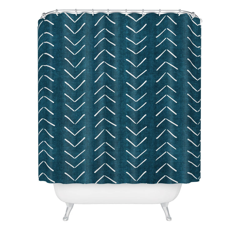 BECKY BAILEY MUD CLOTH BIG ARROWS IN TEAL SHOWER CURTAIN