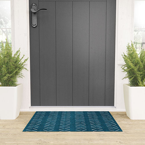 Mud Cloth Big Arrows in Teal Welcome Mat