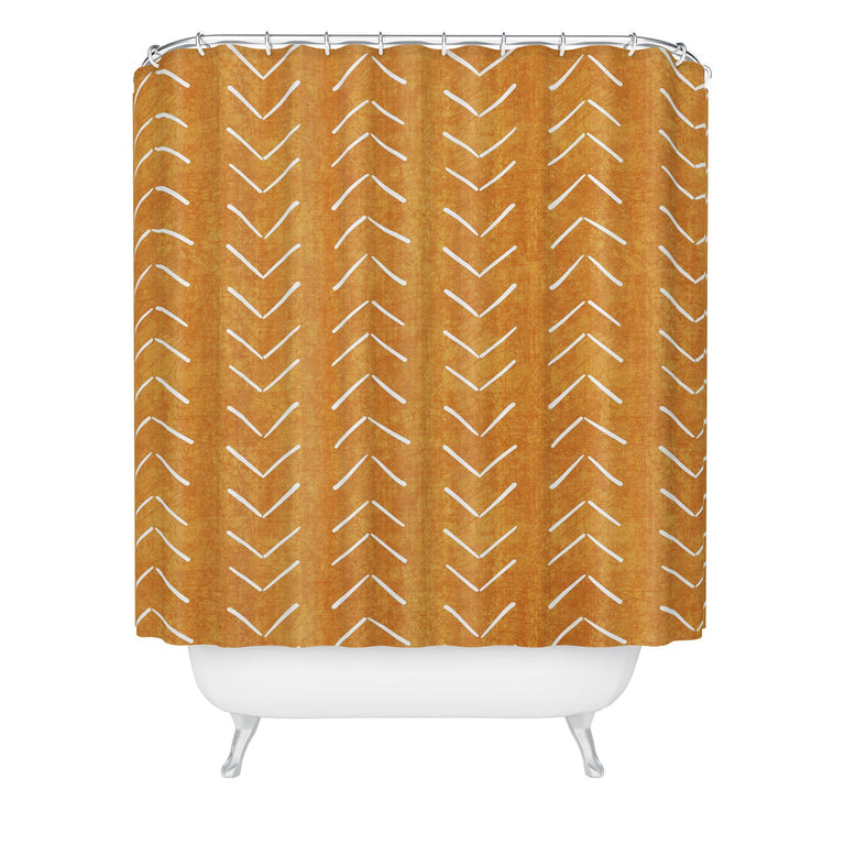 BECKY BAILEY MUD CLOTH BIG ARROWS IN YELLOW SHOWER CURTAIN