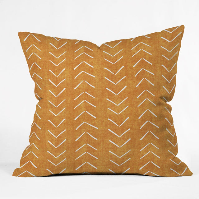 MUD CLOTH BIG ARROWS IN YELLOW THROW PILLOW