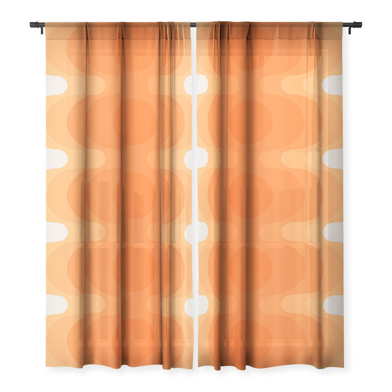 ECHOES CREAMSICLE SHEER NON REPEAT WINDOW CURTAIN