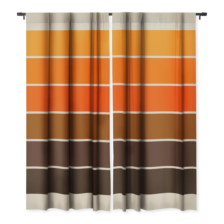 GOLDEN SPRING STRIPES BLACKOUT NON REPEAT WINDOW CURTAIN