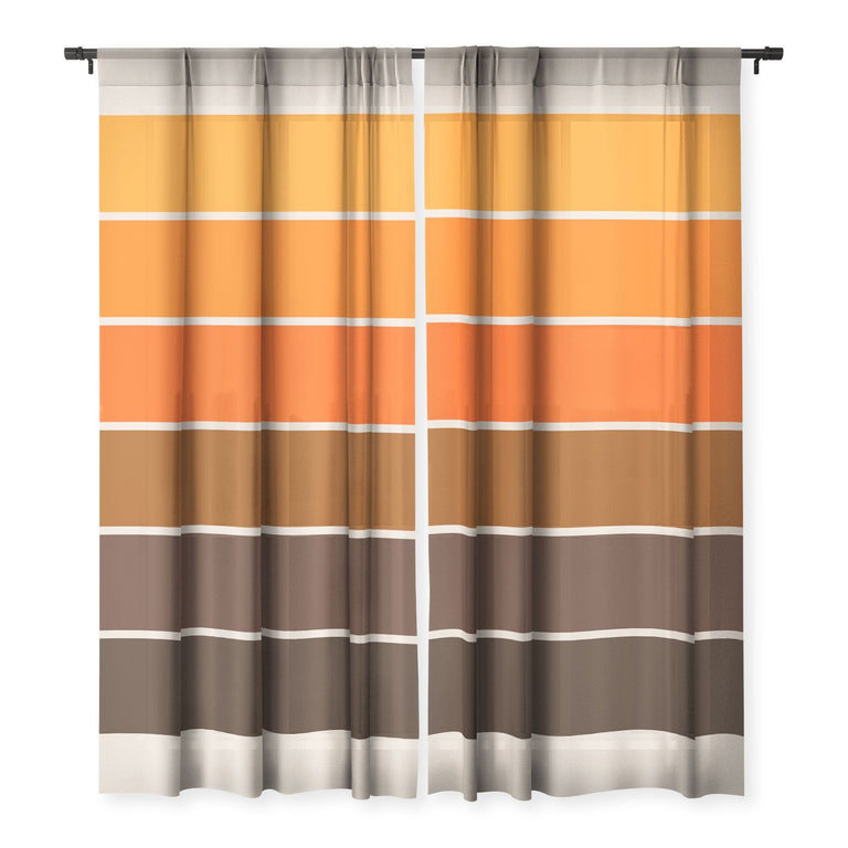 GOLDEN SPRING STRIPES SHEER NON REPEAT WINDOW CURTAIN