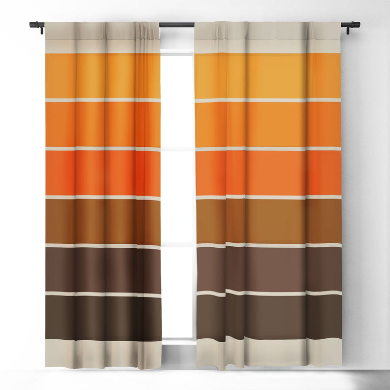 GOLDEN SPRING STRIPES BLACKOUT NON REPEAT WINDOW CURTAIN