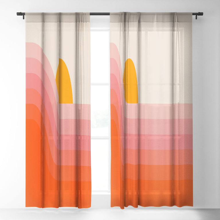 STRAWBERRY DIPPER SHEER NON REPEAT WINDOW CURTAIN