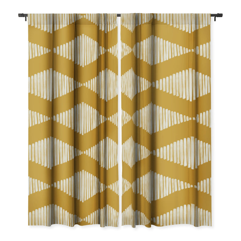 ACOUSTIC WAVE MUSTARD BLACKOUT NON REPEAT WINDOW CURTAIN