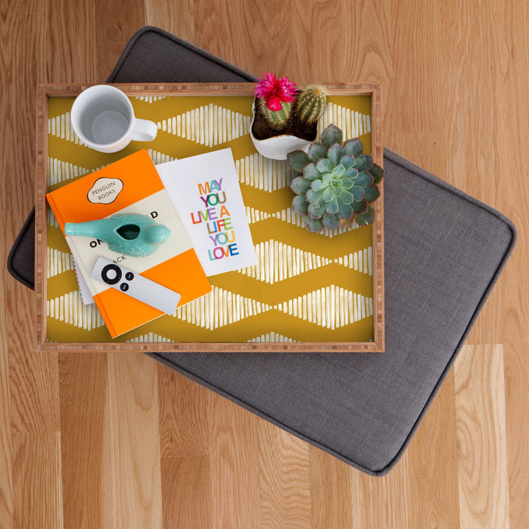 ACOUSTIC WAVE MUSTARD RECTANGULAR TRAY