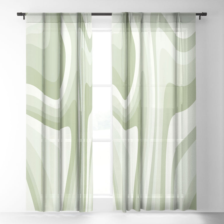 ABSTRACT WAVY STRIPES LXXVIII SHEER NON REPEAT WINDOW CURTAIN