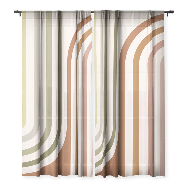 BOLD CURVATURE STRIPES I SHEER NON REPEAT WINDOW CURTAIN