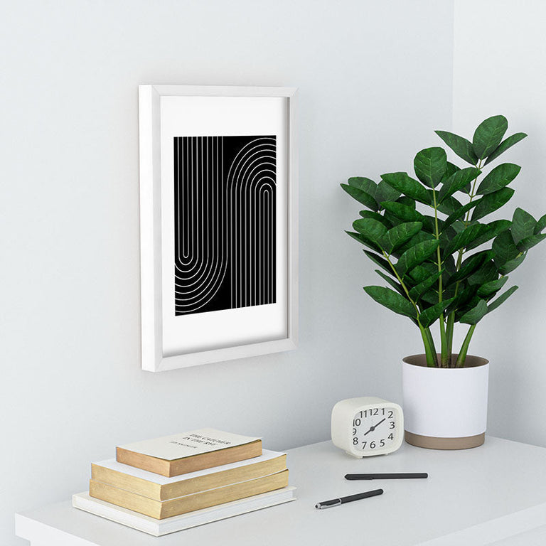 Minimal Line Curvature Black Recessed Framing Rectangle