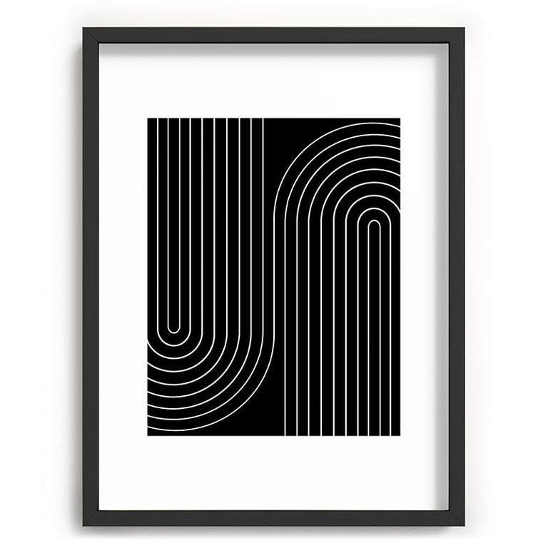 Minimal Line Curvature Black Recessed Framing Rectangle