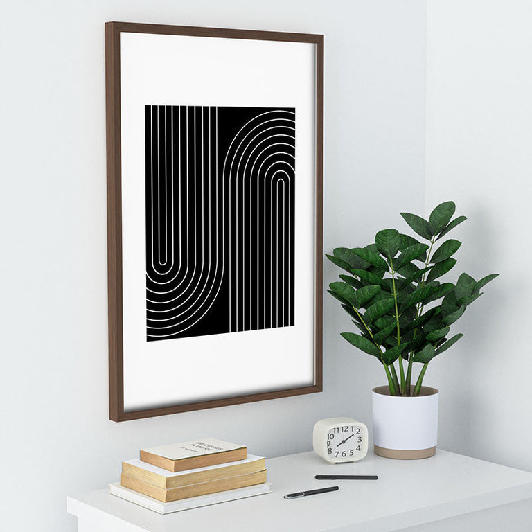 Minimal Line Curvature Black Recessed Framing Rectangle