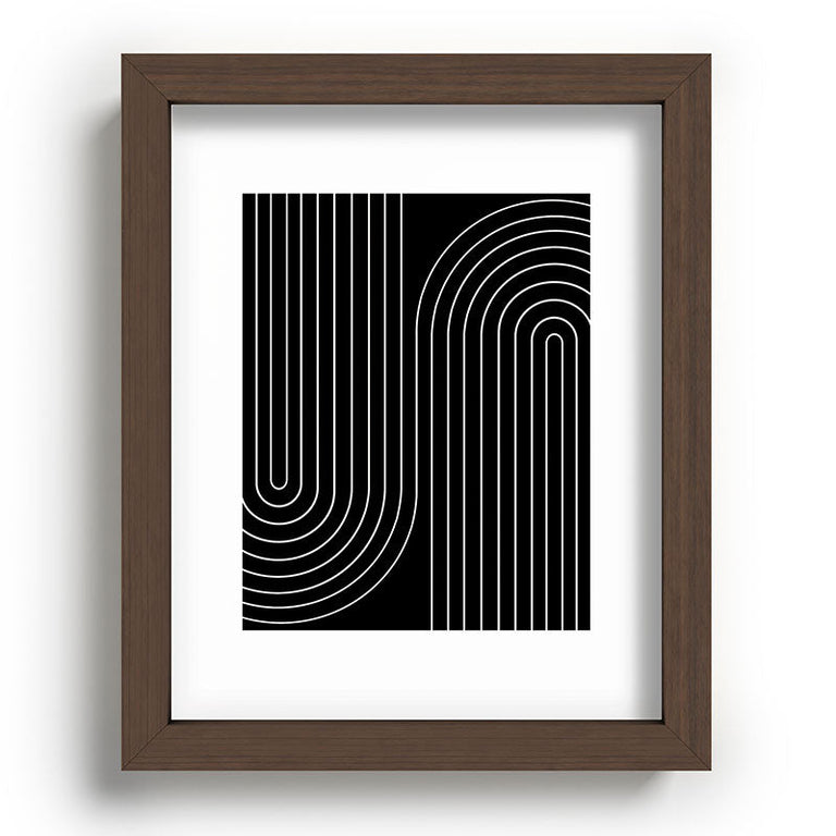Minimal Line Curvature Black Recessed Framing Rectangle