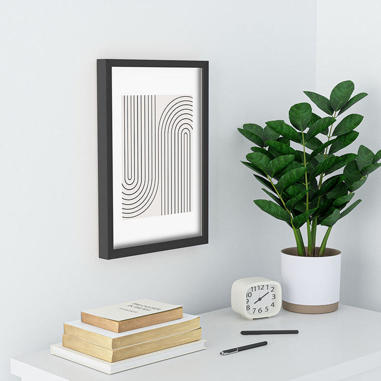 Minimal Line Curvature Black and White Recessed Framing Rectangle