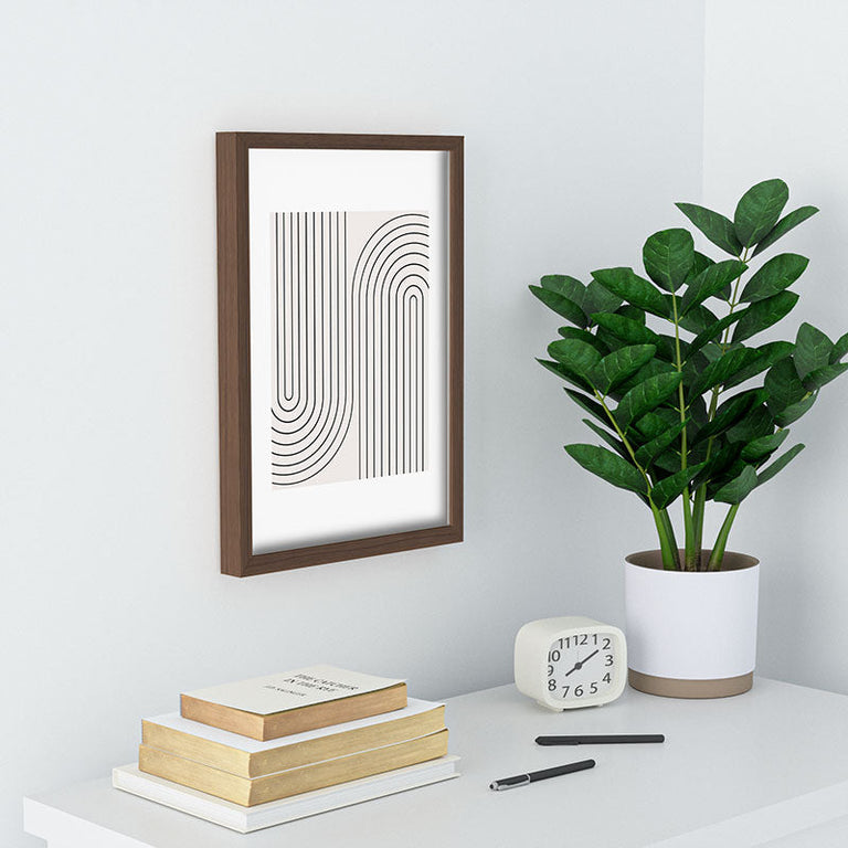 Minimal Line Curvature Black and White Recessed Framing Rectangle