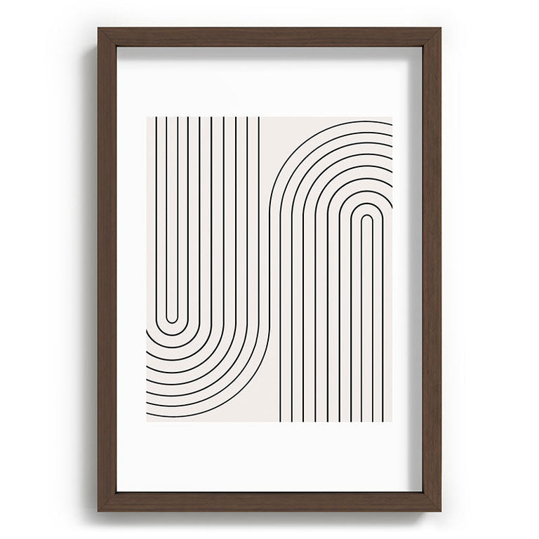 Minimal Line Curvature Black and White Recessed Framing Rectangle