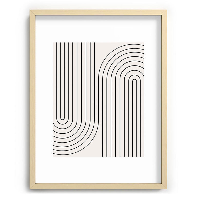 Minimal Line Curvature Black and White Recessed Framing Rectangle