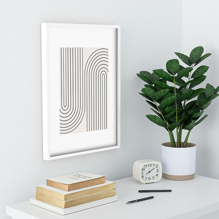 Minimal Line Curvature Black and White Recessed Framing Rectangle