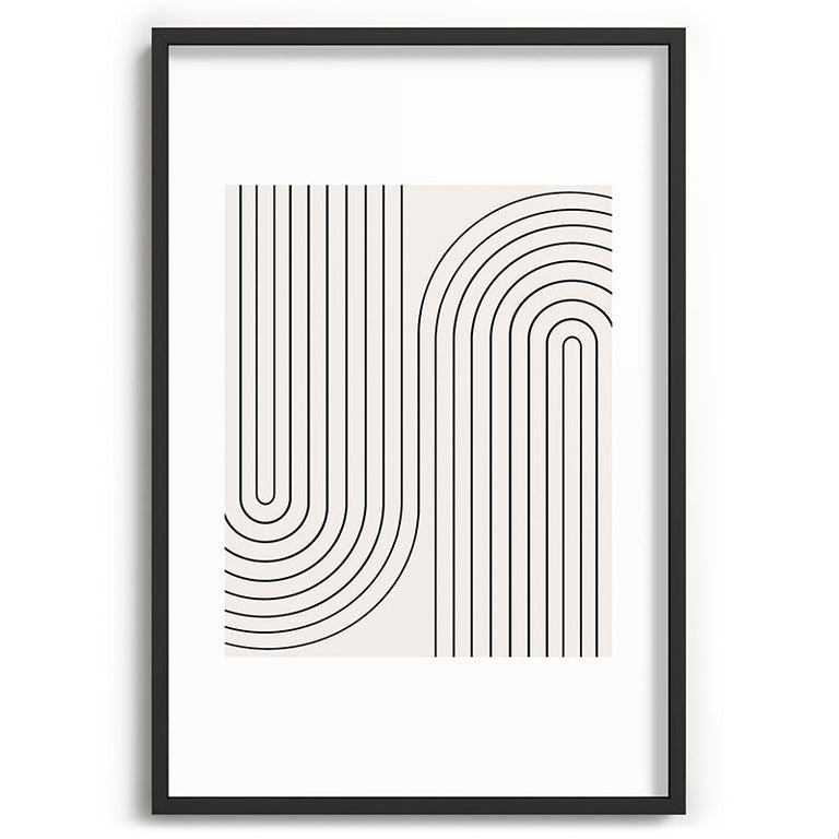 Minimal Line Curvature Black and White Recessed Framing Rectangle