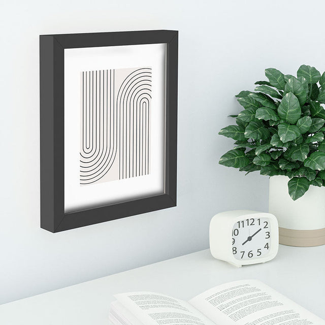 Minimal Line Curvature Black and White Recessed Framing Rectangle