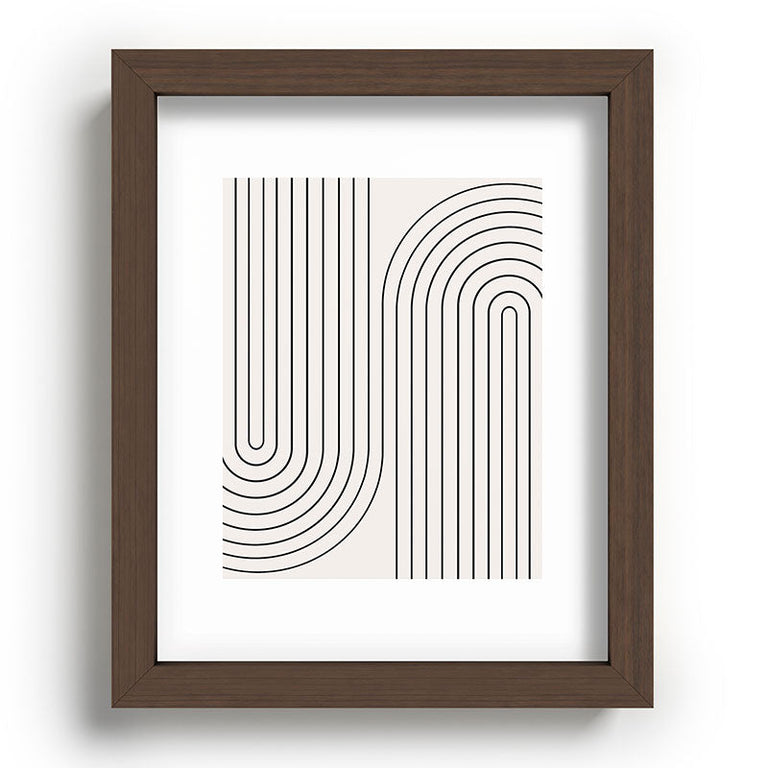 Minimal Line Curvature Black and White Recessed Framing Rectangle