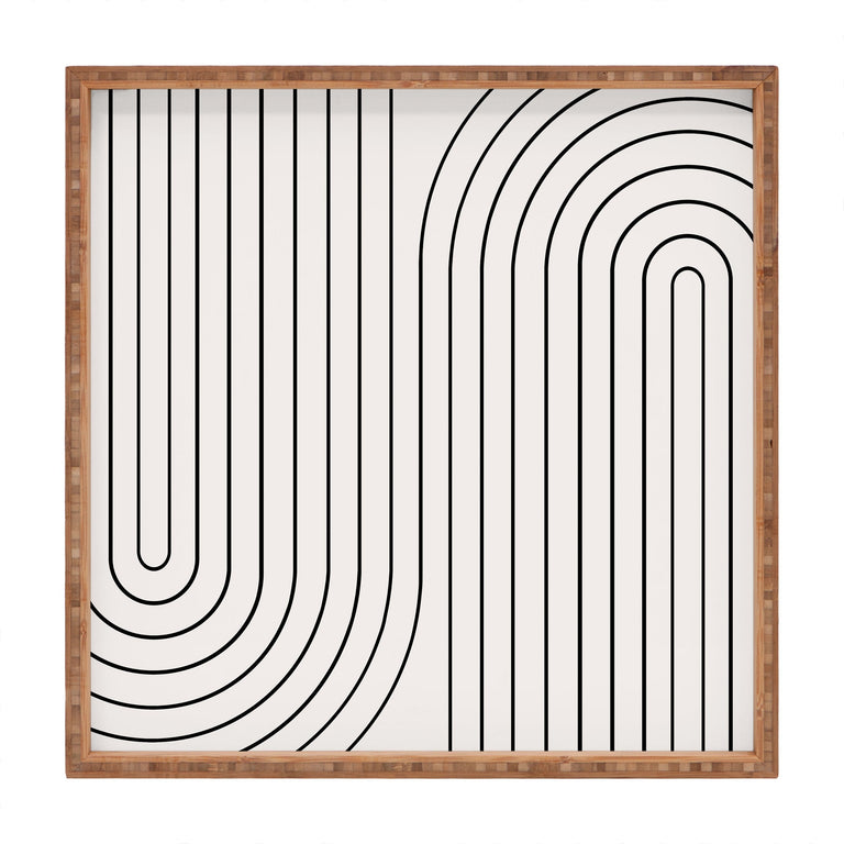 MINIMAL LINE CURVATURE BLACK AND WHITE SQUARE TRAY