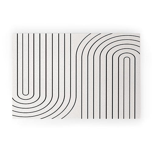 Minimal Line Curvature Black and White Welcome Mat