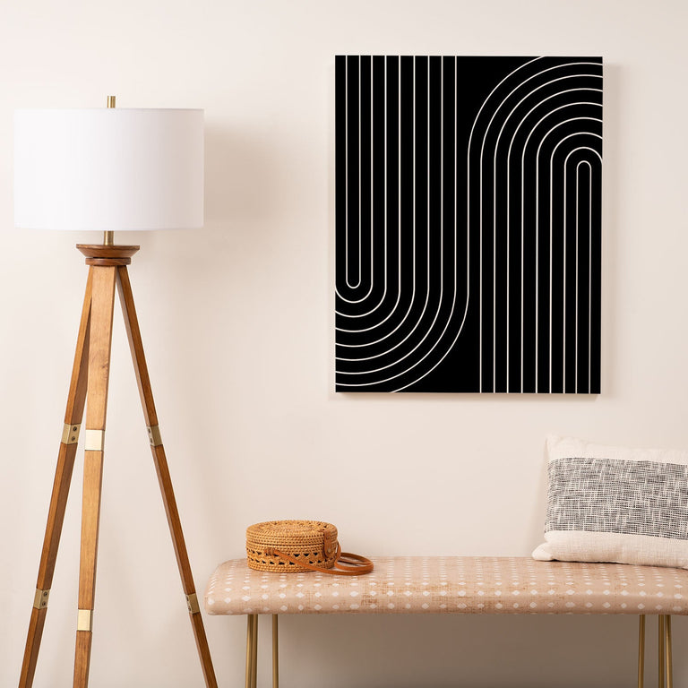 Minimal Line Curvature Black Art Canvas