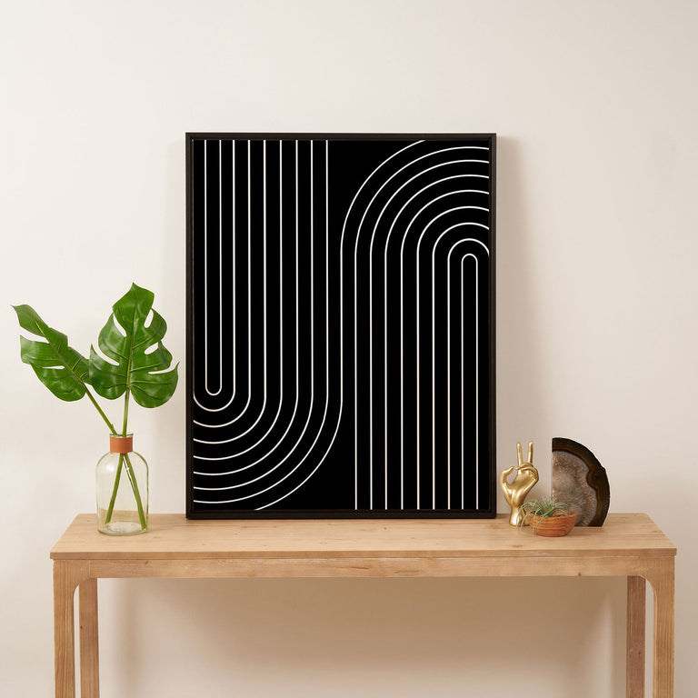 Minimal Line Curvature Black Art Canvas