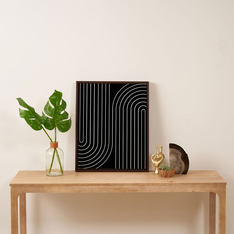 Minimal Line Curvature Black Art Canvas