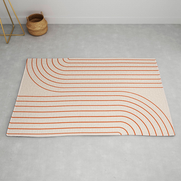 Minimal Line Curvature Coral 2 Area Rug
