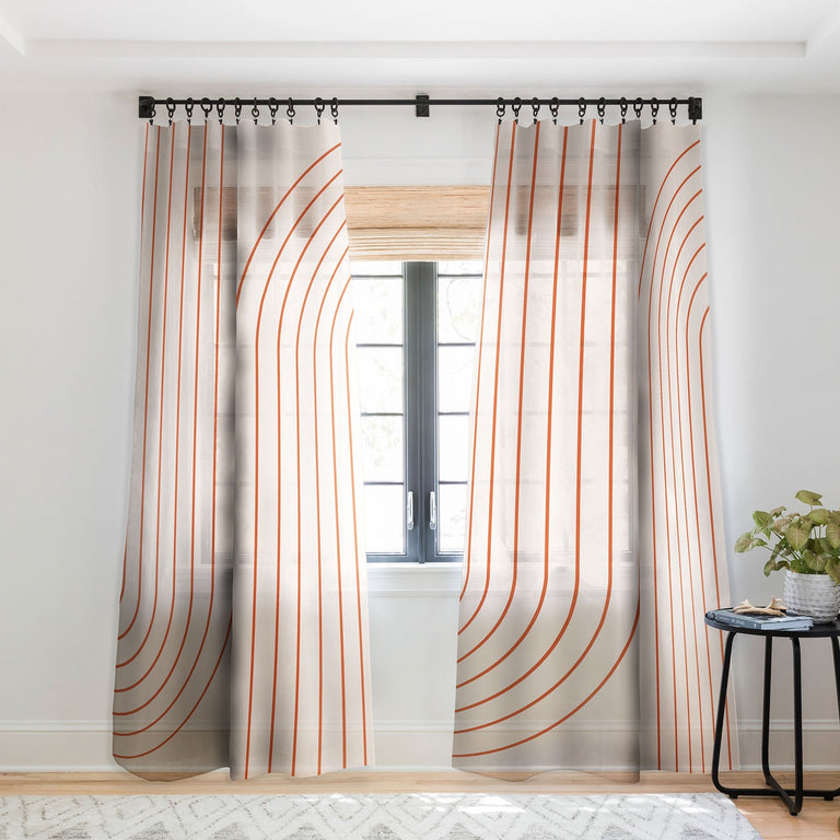 MINIMAL LINE CURVATURE CORAL 2 SHEER NON REPEAT WINDOW CURTAIN