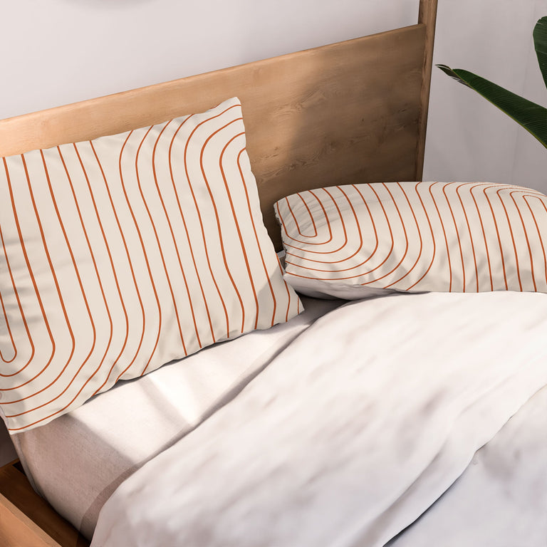 MINIMAL LINE CURVATURE CORAL 2 PILLOW SHAMS