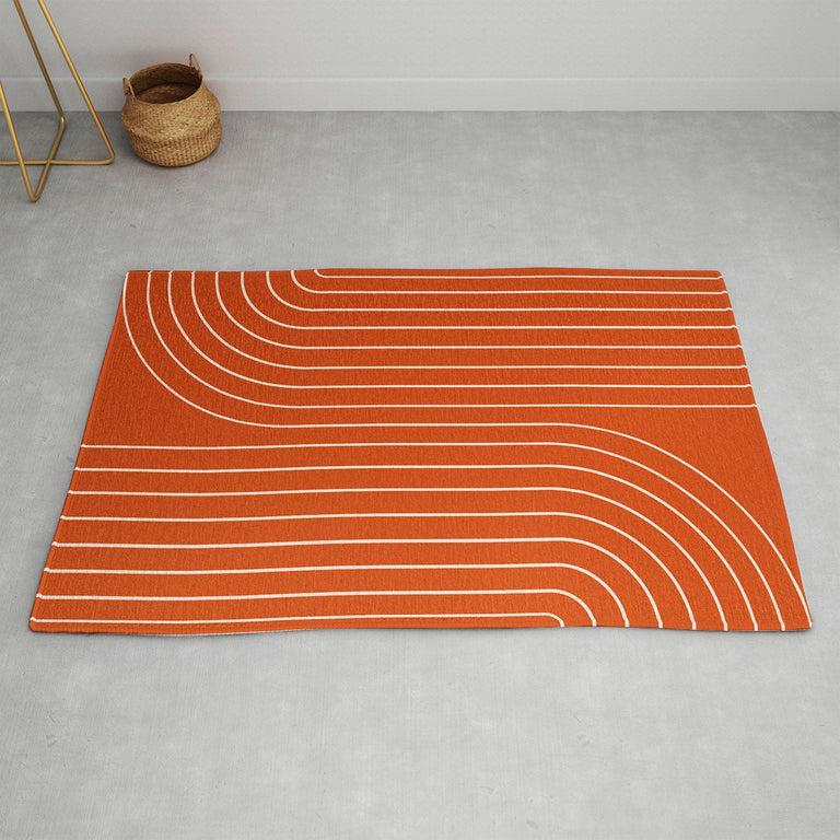 Minimal Line Curvature Coral Area Rug