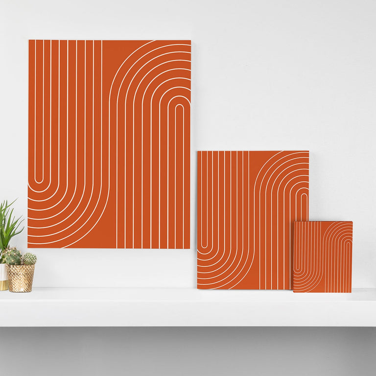 Minimal Line Curvature Coral Art Canvas