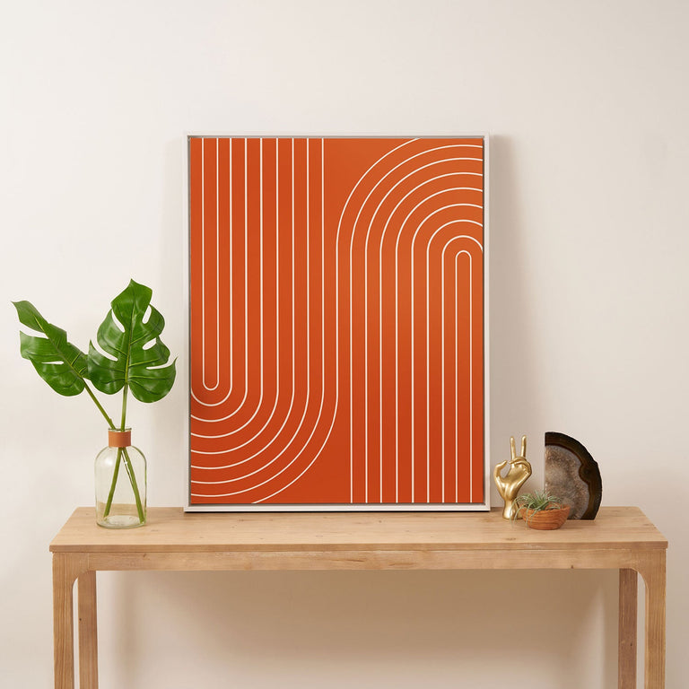 Minimal Line Curvature Coral Art Canvas