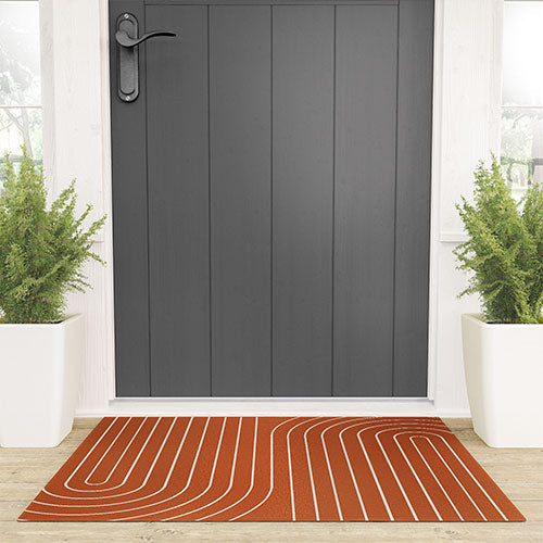 Minimal Line Curvature Coral Welcome Mat
