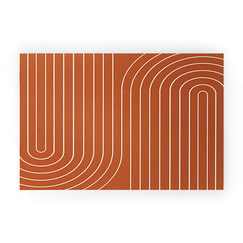 Minimal Line Curvature Coral Welcome Mat