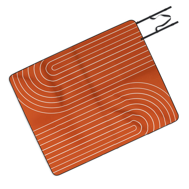 Minimal Line Curvature Coral Picnic Blanket