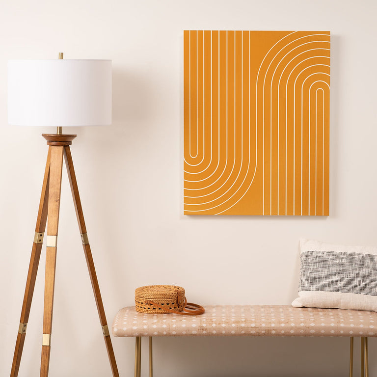 Minimal Line Curvature Gold Art Canvas