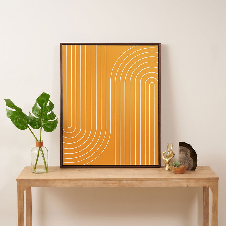 Minimal Line Curvature Gold Art Canvas